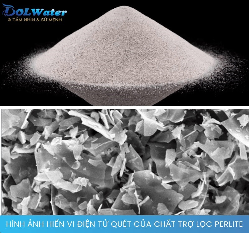 Cấu trúc đa diện rỗng của bột trợ lọc Dol Perlite giúp lọc sạch chuẩn 1micron.