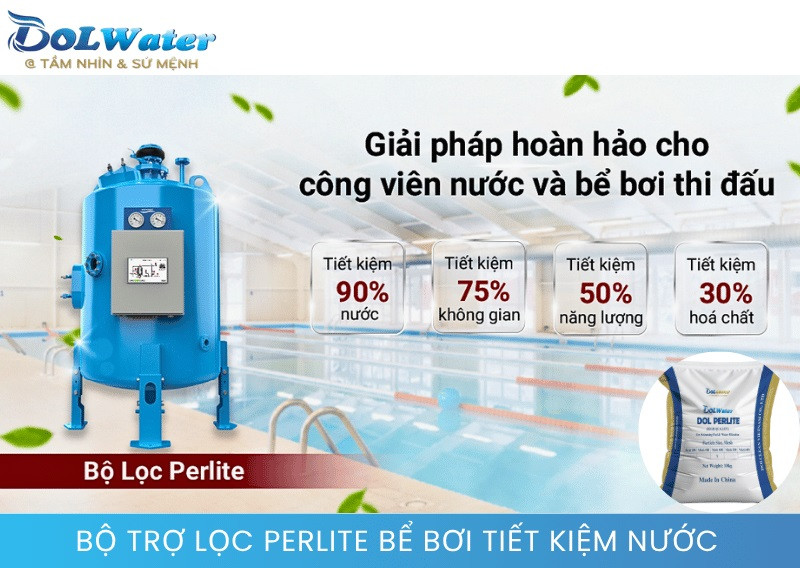 Bột trợ lọc Perlite – Lọc nước bể bơi hiệu quả, giúp tiết kiệm đến 90% lượng nước so với phương pháp truyền thống.